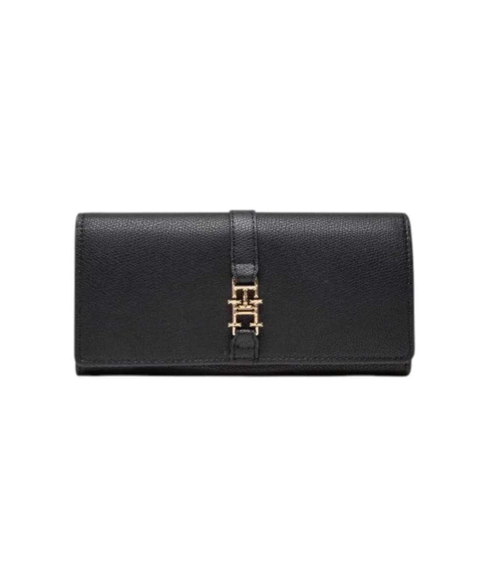 Tommy Hilfiger - Γυναικείο Πορτοφόλι Th Plush Lrg Flap Wallet AW0AW14234-BDS Μαύρο