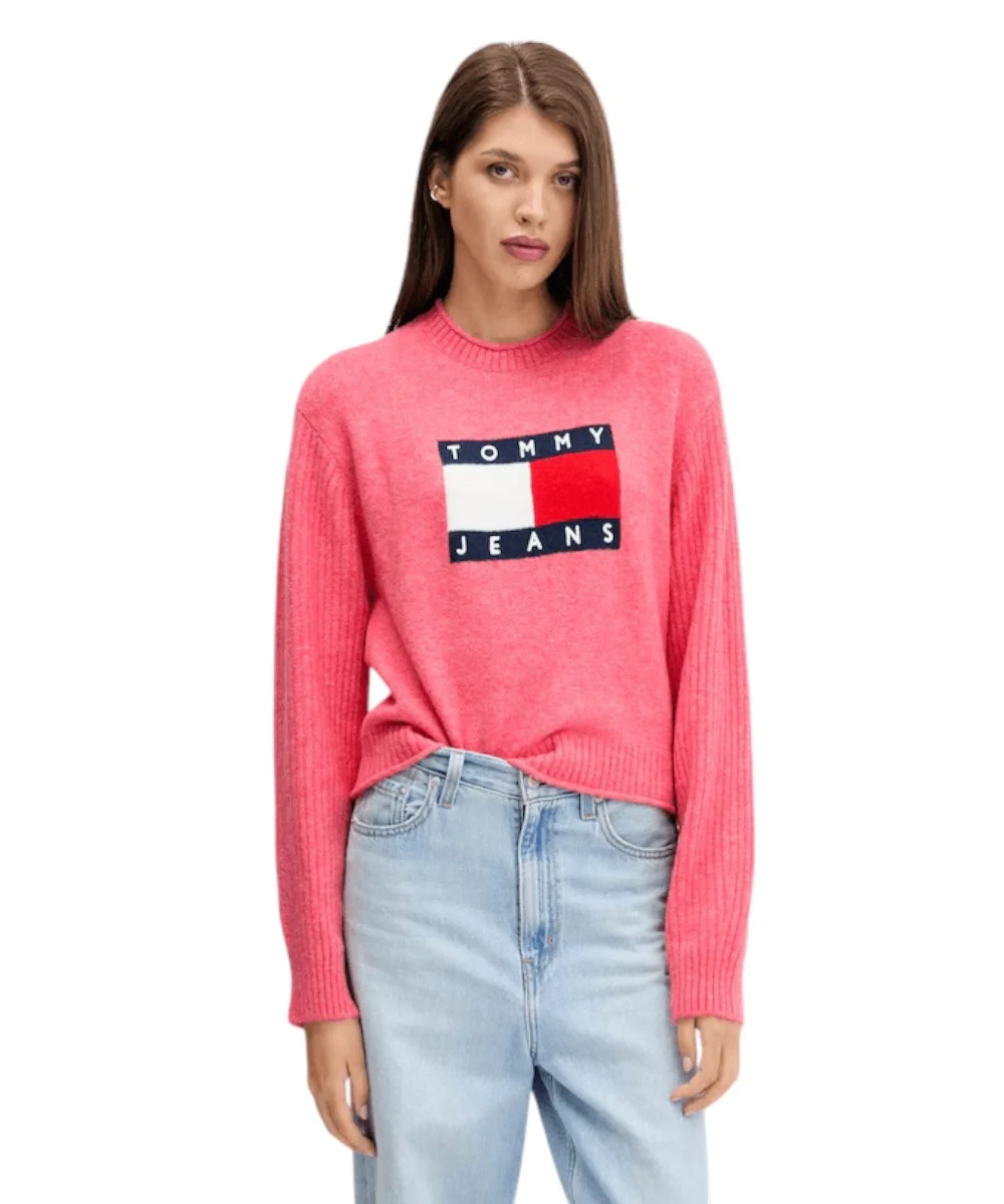 Tommy Hilfiger - Γυναικείο Πουλόβερ Flag Sweater Rib DW0DW21782-T09 Ροζ