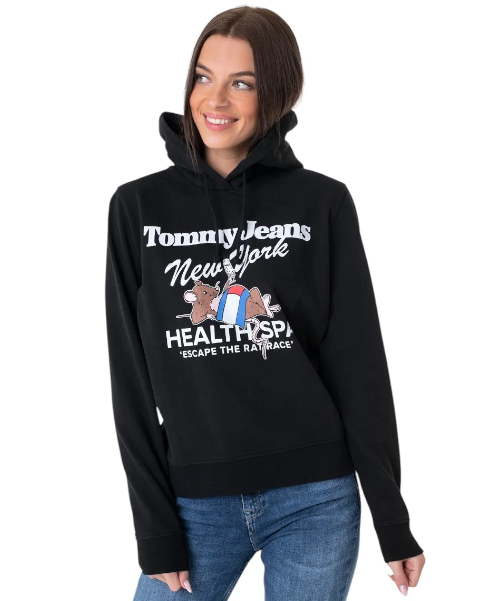 Tommy Hilfiger - Γυναικείο Φούτερ Hoodie TJW Reg Sportees Health Spa Hood DW0DW14874-BDS Μαύρο