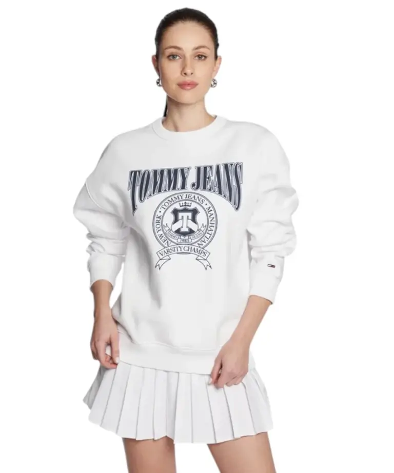Tommy Hilfiger - Γυναικείο Φούτερ Varsity Loose Fit DW0DW15058-YBR Λευκό