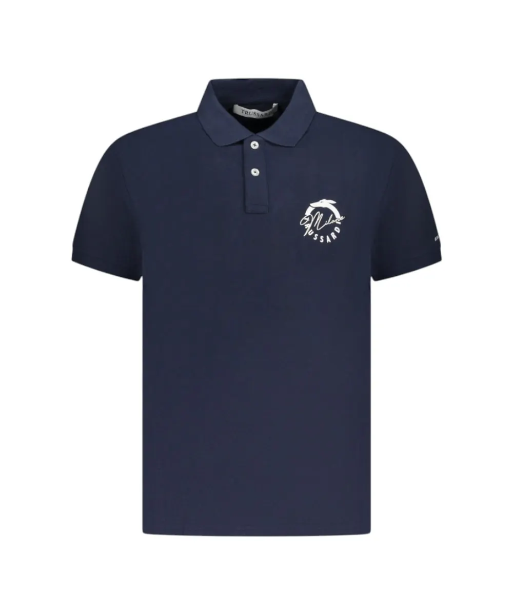 Trussardi Jeans - Ανδρικό T-Shirt Polo Beachwear TRU25MPL01-09NAVY Μπλε Ναυτικό
