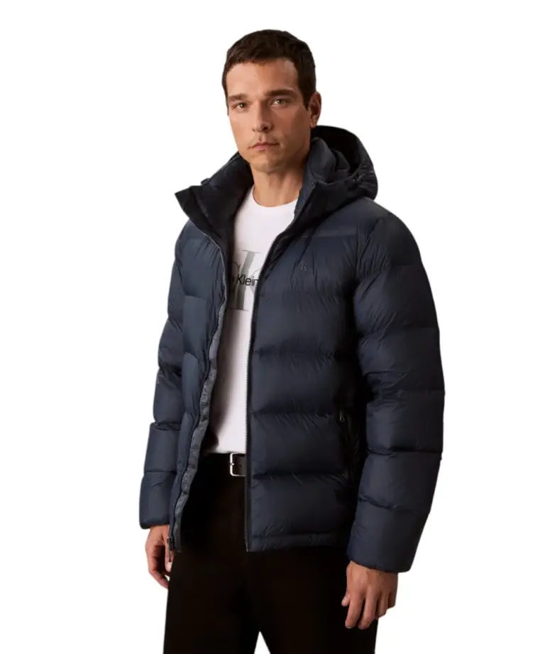 Calvin Klein - Ανδρικό Αδιάβροχο Χειμωνιάτικο Μπουφάν Super Lightweight Nylon Zip Off Hoo LV04RC518G-PPK Μπλε