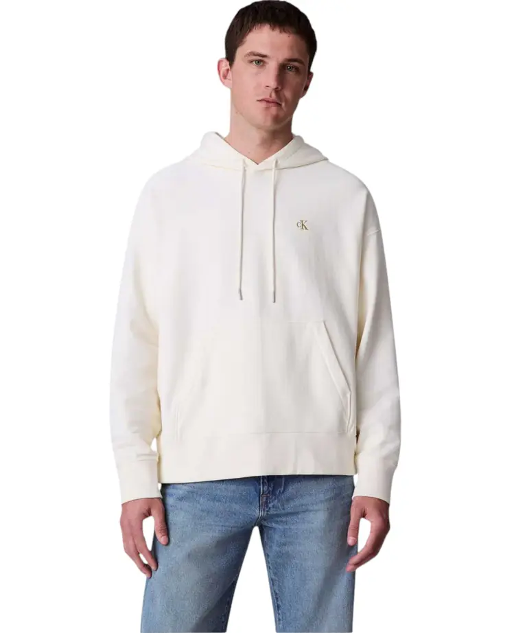 Calvin Klein - Ανδρικό Φούτερ με Κουκούλα Premium Terry Monogram LV04RC278G-67U Εκρού