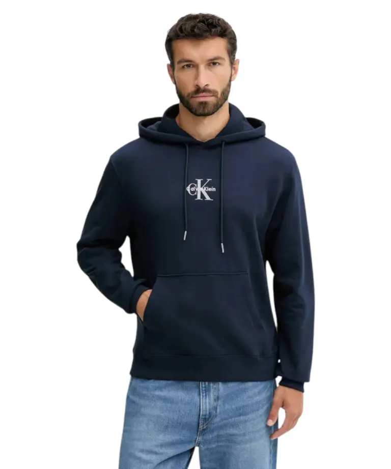 Calvin Klein - Ανδρικό Φούτερ με Κουκούλα Terry Monogram LV04RD243G-CEF Μπλε