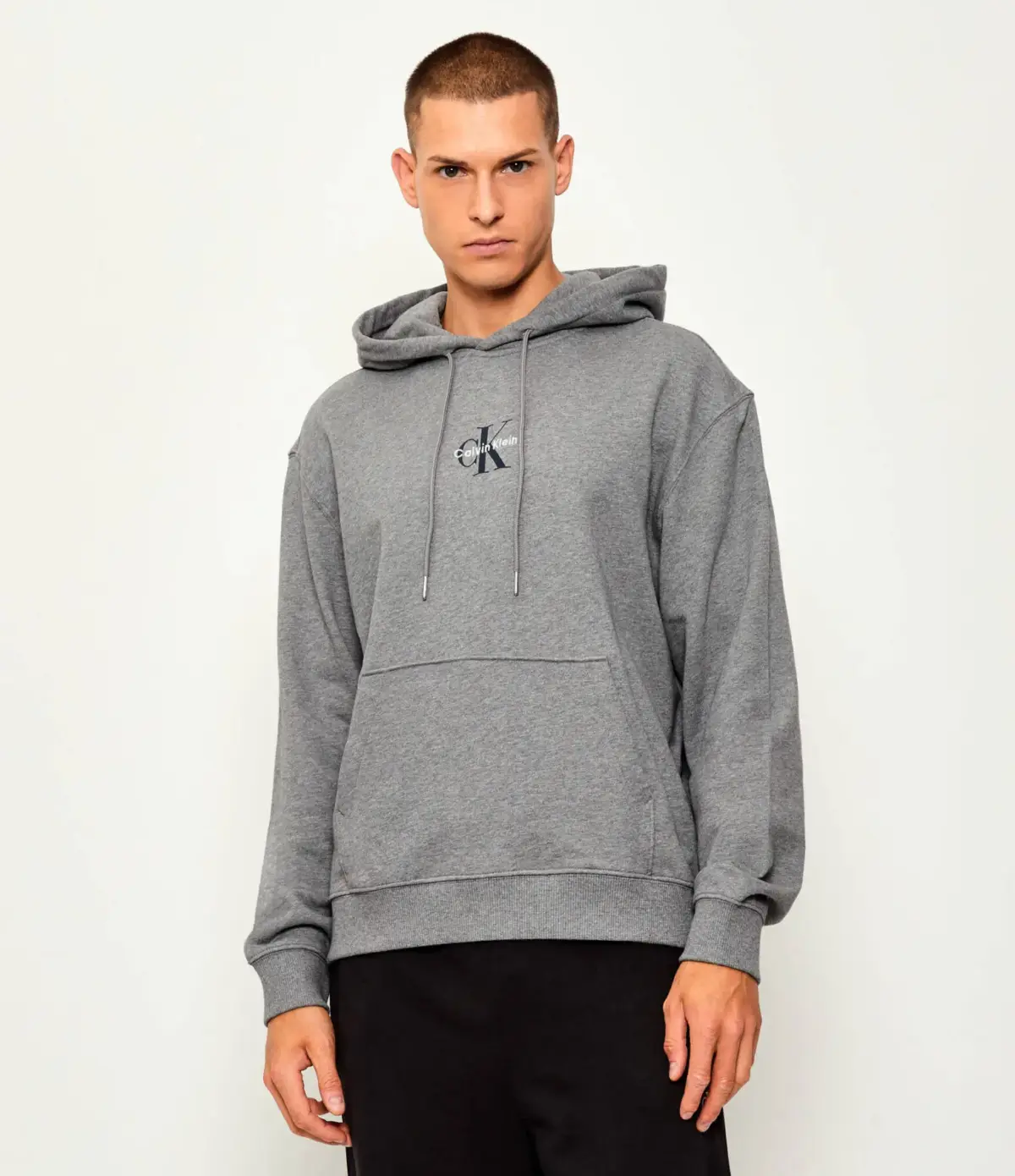 Calvin Klein - Ανδρικό Φούτερ με Κουκούλα Terry Monogram LV04RD243G-P7E Γκρι