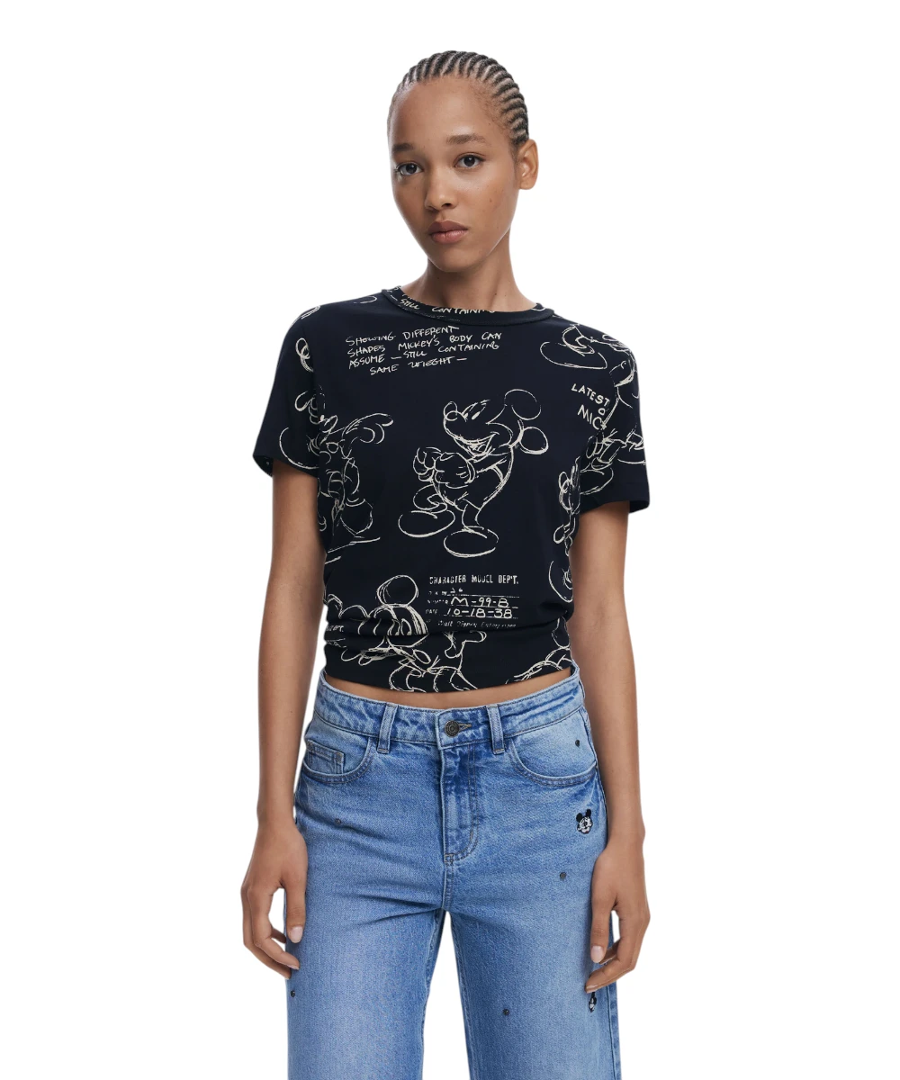 Desigual - Γυναικεία T-Shirt Mickey Sketch Loose Fit 25WWTK03-2000 Μαύρο