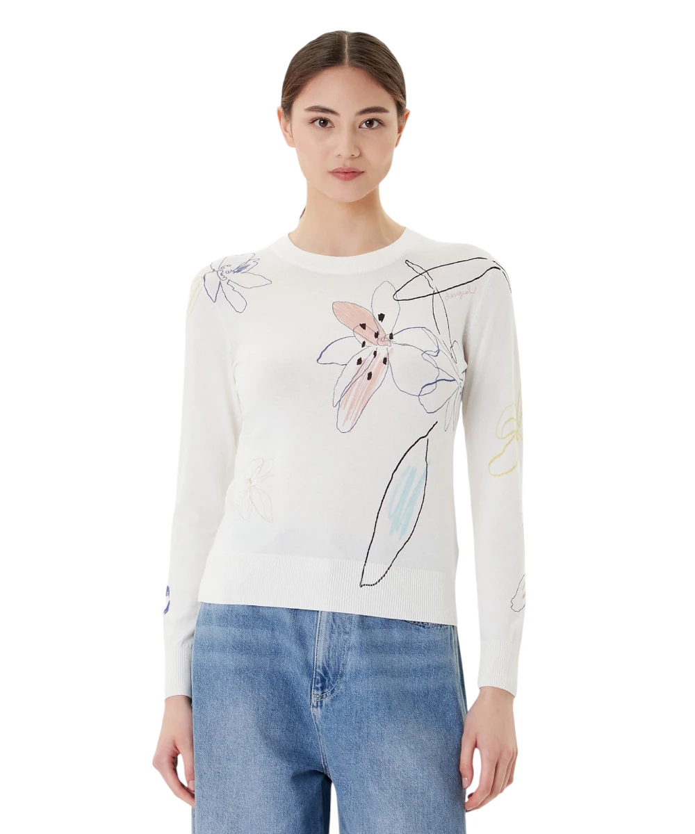 Desigual - Γυναικεία Μπλούζα Arty Regular Fit 25WWJF33-1000 Λευκό