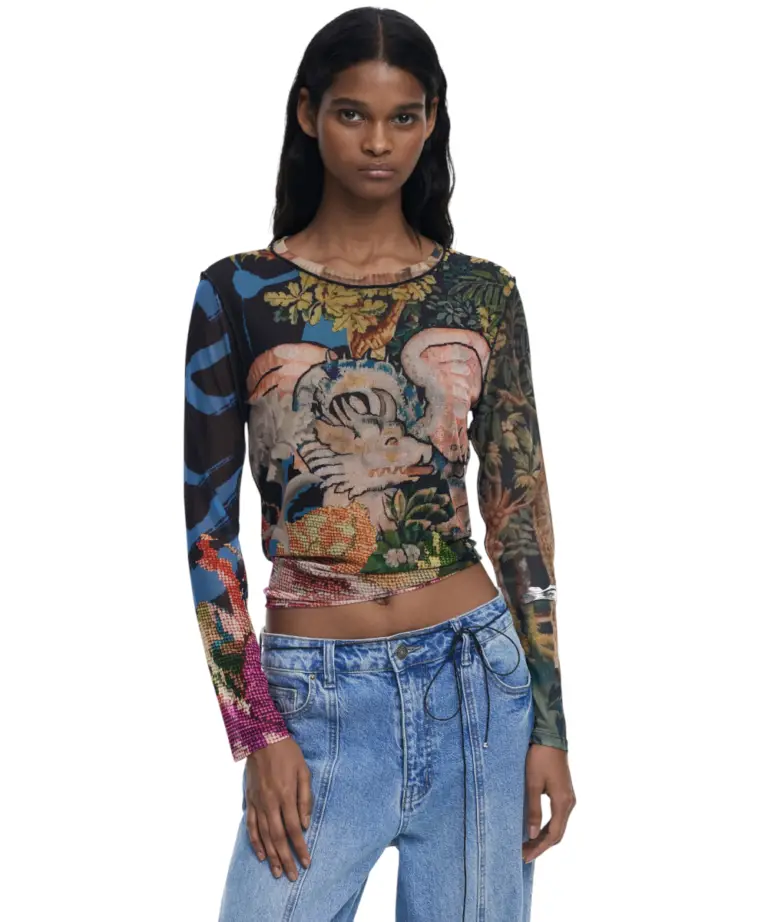 Desigual - Γυναικεία Μπλούζα Dragon Lacroix Slim Fit 25WWTK39-5028 Πολύχρωμο