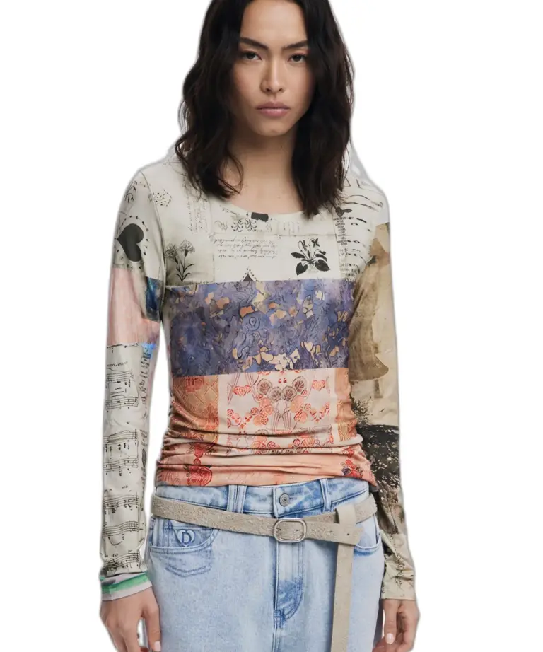 Desigual - Γυναικεία Μπλούζα Limbani Regular Fit 25WWTK33-9019 Μπεζ