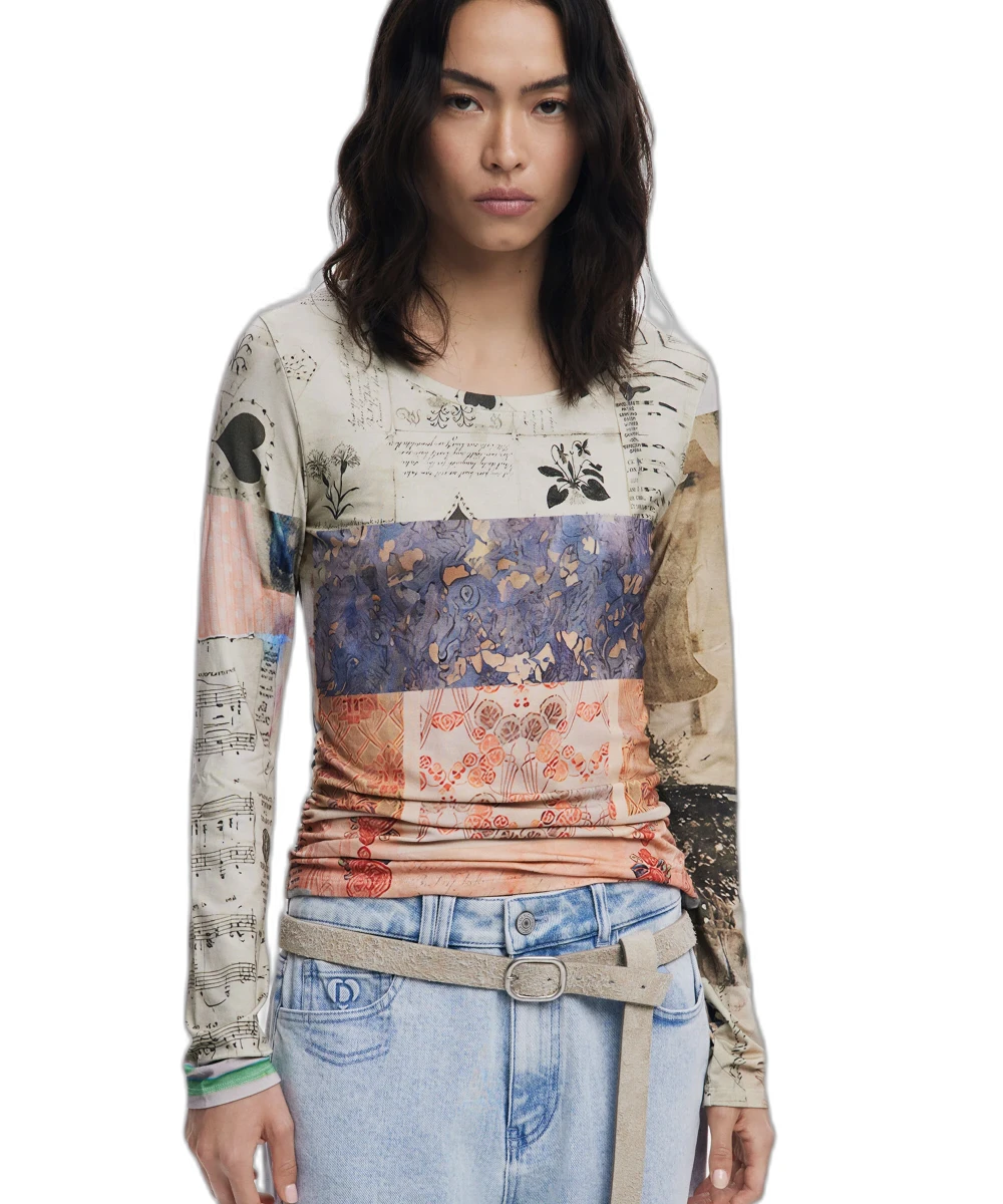 Desigual - Γυναικεία Μπλούζα Limbani Regular Fit 25WWTK33-9019 Μπεζ