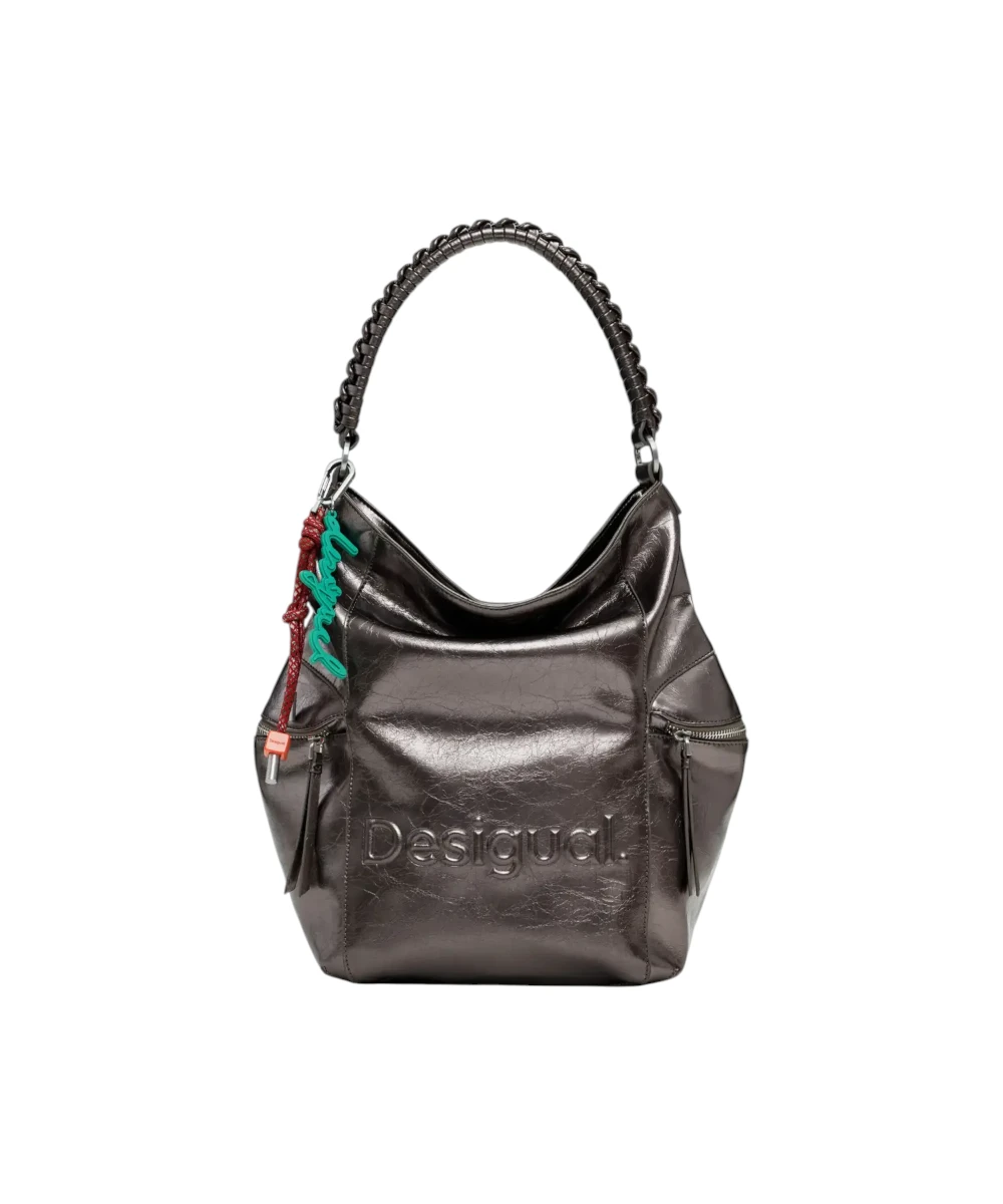 Desigual - Γυναικεία Τσάντα Πλάτης Africa Half Logo 25WAKP28-9225 Ασημί
