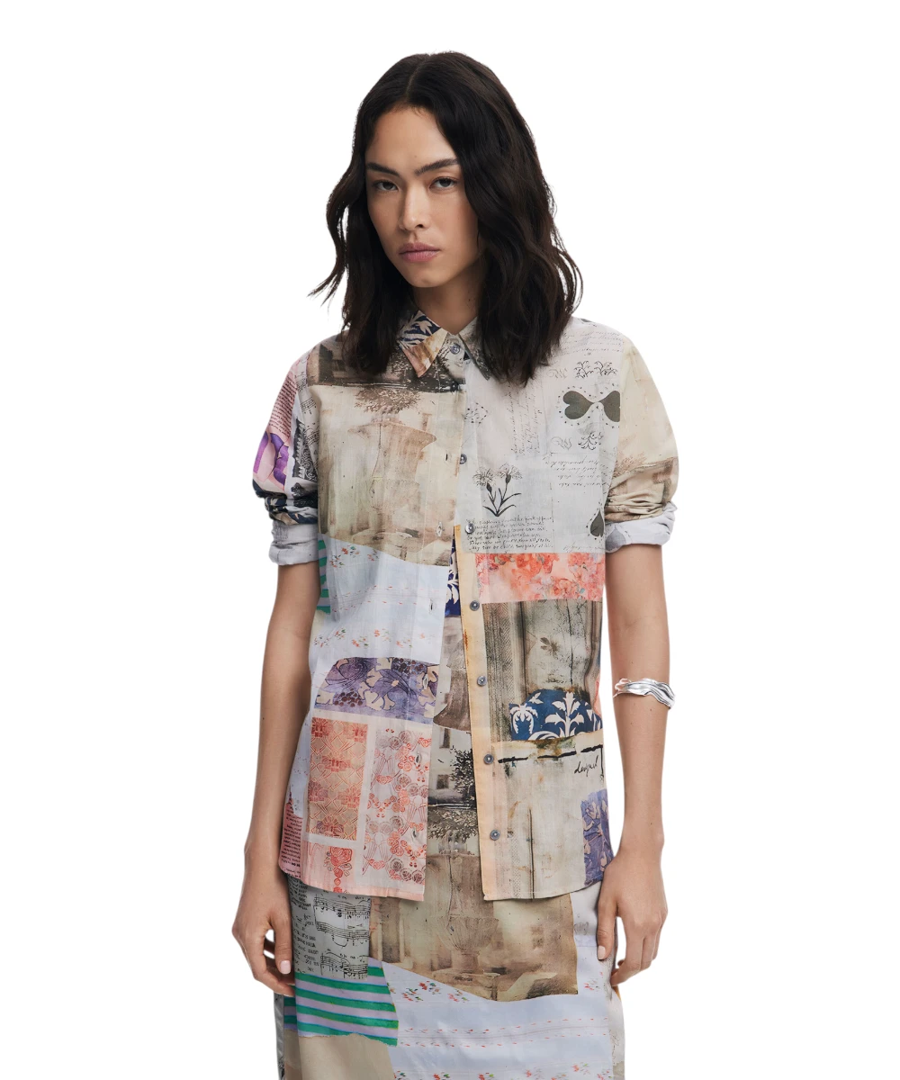 Desigual - Γυναικείο Πουκάμισο Postcard Regular Fit 25WWCW18-6063 Μπεζ