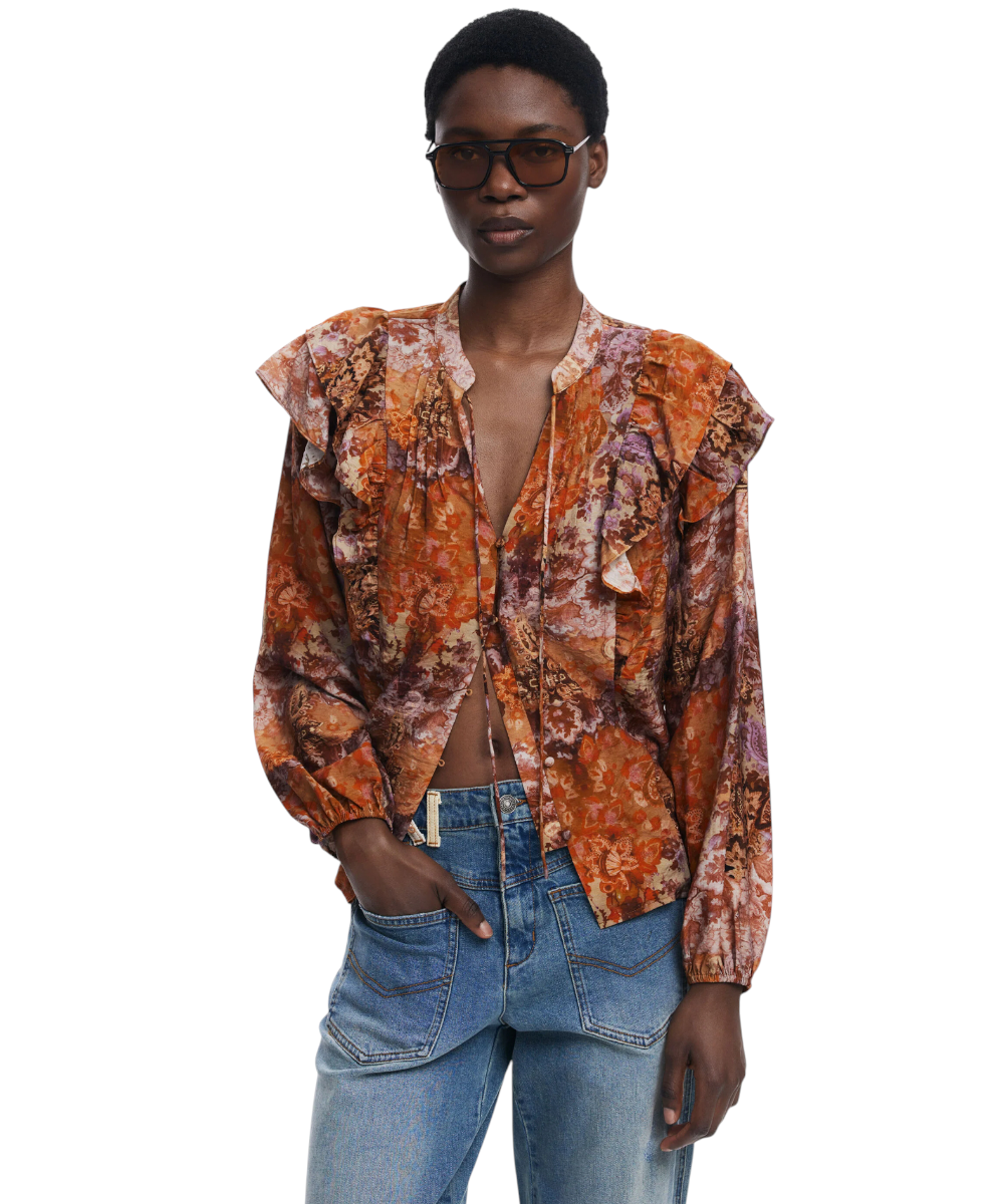 Desigual - Γυναικείο Πουκάμισο Romantica Loose Fit 25WWBW08-7002 Πορτοκαλί