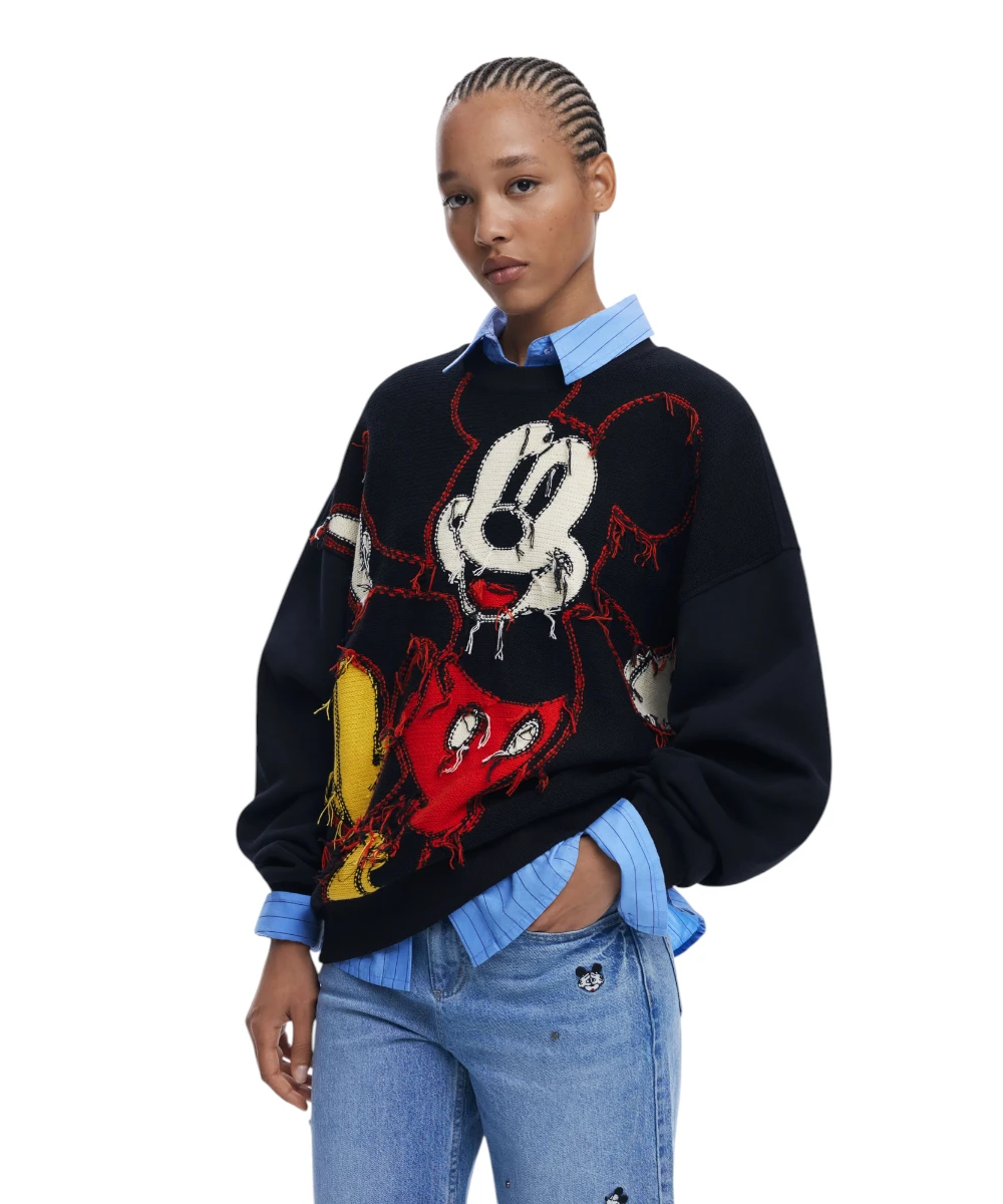 Desigual - Γυναικείο Πουλόβερ Hello Mickey Regular Fit 25WWSK14-2000 Μαύρο