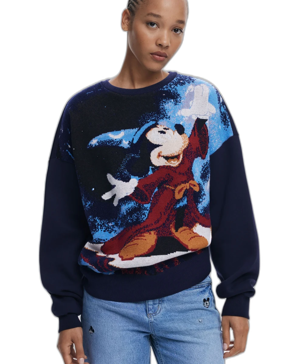 Desigual - Γυναικείο Πουλόβερ Mickey Fantasia Regular Fit 25WWSK15-5000 Μπλε Σκούρο
