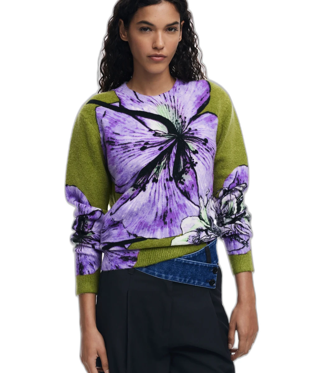 Desigual - Γυναικείο Πουλόβερ Orquidea Lacroix Regular Fit 25WWJF42-3113 Πράσινο