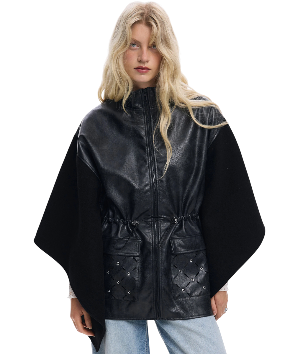 Desigual - Γυναικείο Πόντσο Regular Fit 25WAIA08-2000 Μαύρο