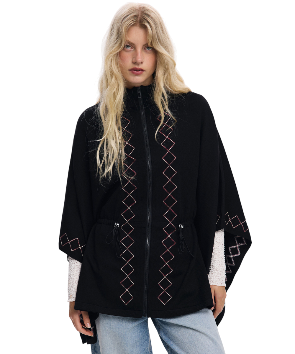 Desigual - Γυναικείο Πόντσο Regular Fit 25WAIA09-2000 Μαύρο