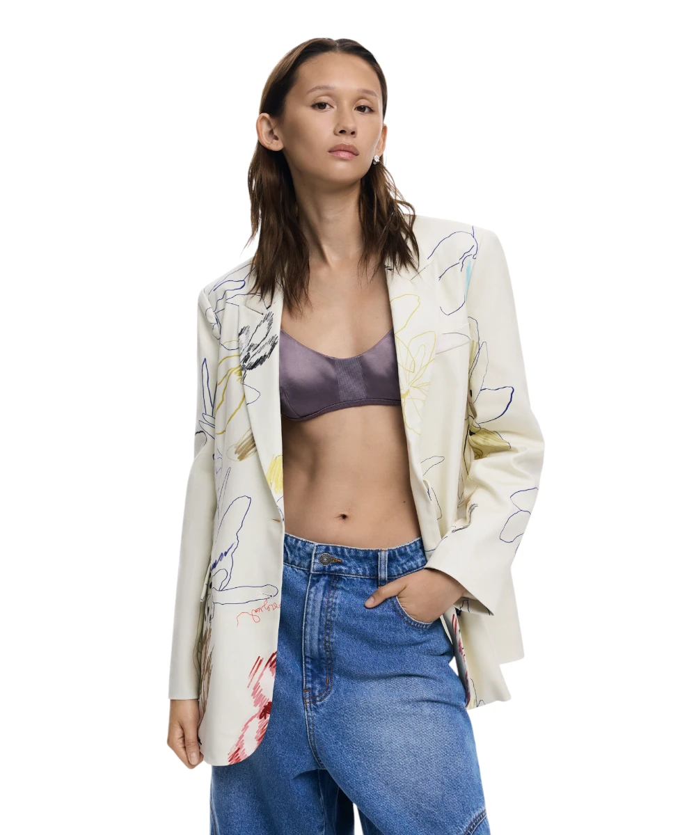Desigual - Γυναικείο Σακάκι Arty Regular Fit 25WWEW21-1001 Λευκό