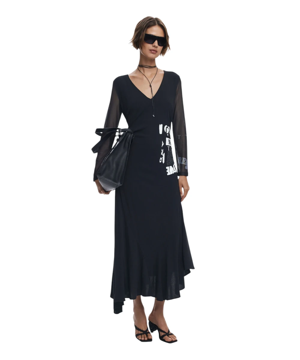 Desigual - Γυναικείο Φόρεμα Posinew Slim Fit 25WWVW26-2000 Μαύρο