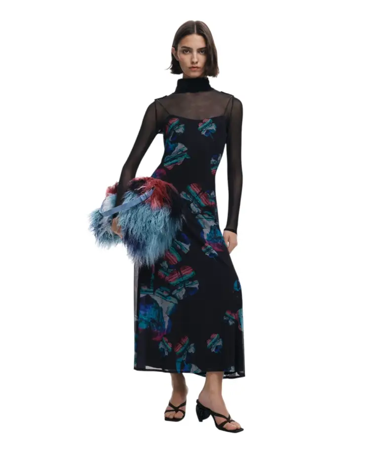 Desigual - Γυναικείο Φόρεμα Watercolor Lacroix Regular Fit 25WWVK03-2000 Μαύρο
