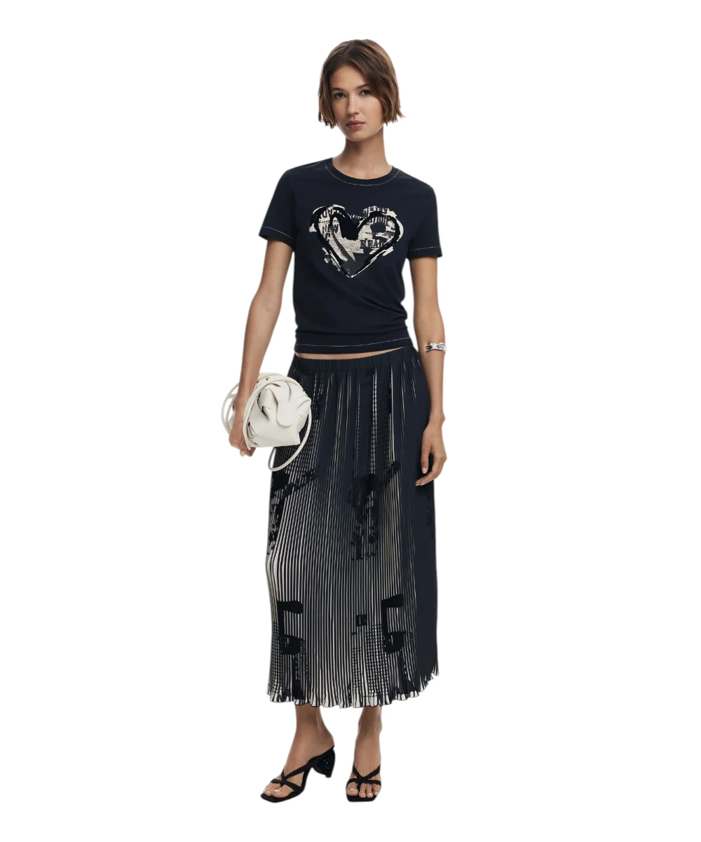 Desigual - Φούστα Newspapers Regular Fit 25WWFW09-2000 Μαύρο