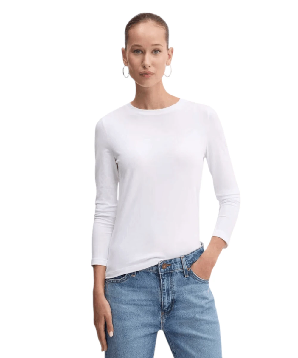 Guess - Γυναικεία Μακρυμάνικη Μπλούζα Slim Fit W4YI22J1314-G011 Λευκό