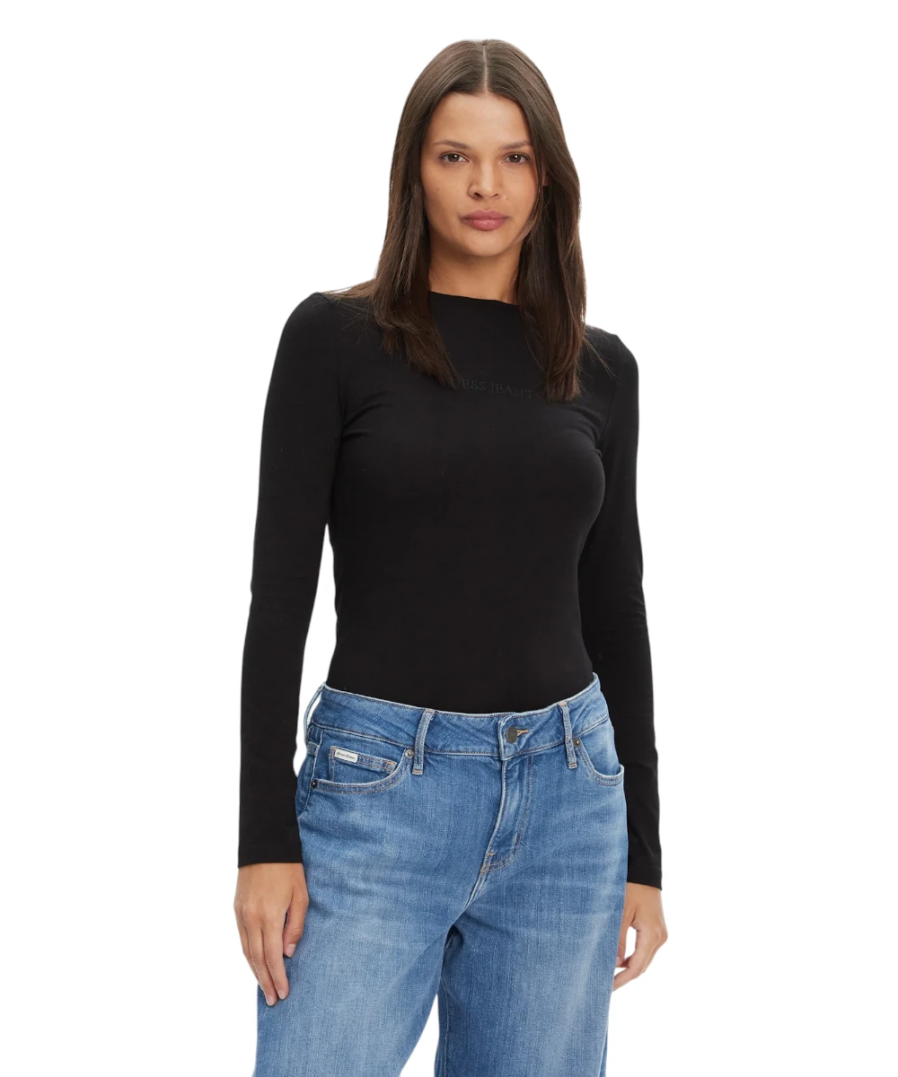 Guess - Γυναικεία Μακρυμάνικη Μπλούζα Slim Fit W4YI22J1314-JBLK Μαύρο