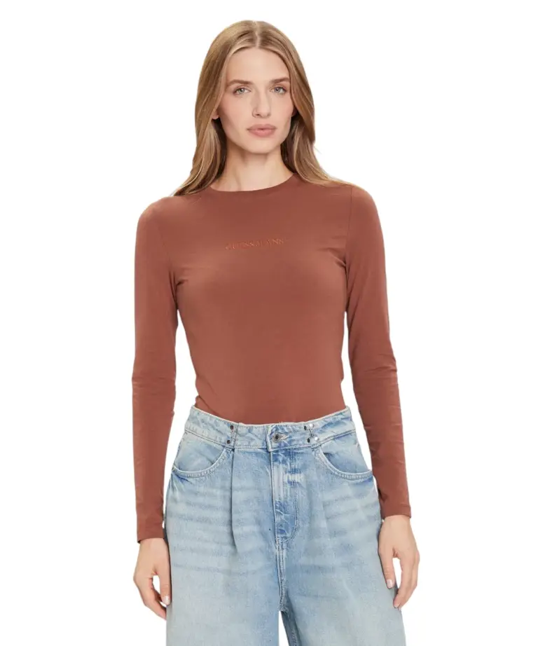 Guess - Γυναικεία Μακρυμάνικη Μπλούζα Slim Fit W4YI22J1314-A10W Καφέ