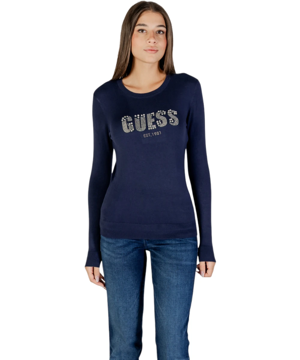 Guess - Γυναικείο Πουλόβερ Regular Fit W5BR40Z2NQ2-G77G Μπλε Σκούρο