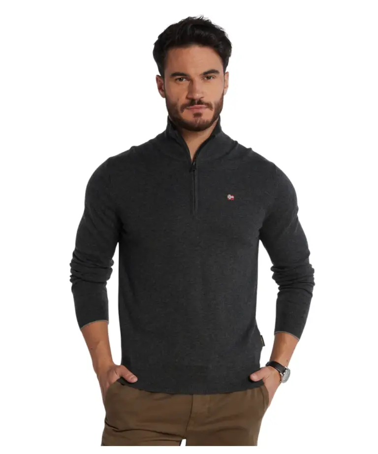 Napapijri - Ανδρικό Πουλόβερ Damavand Regular Fit NP0A4GJS-197 Γκρι Σκούρο