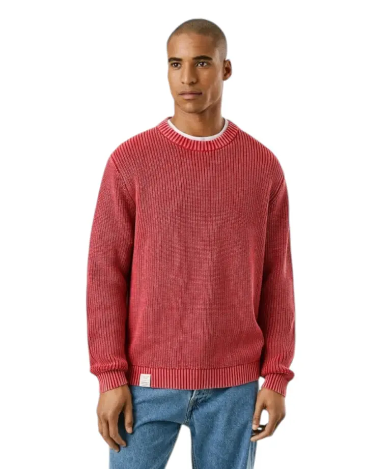 Pepe Jeans - Ανδρικό Πουλόβερ Βαμβακερό Neck Jumper PM7000022-285 Κόκκινο