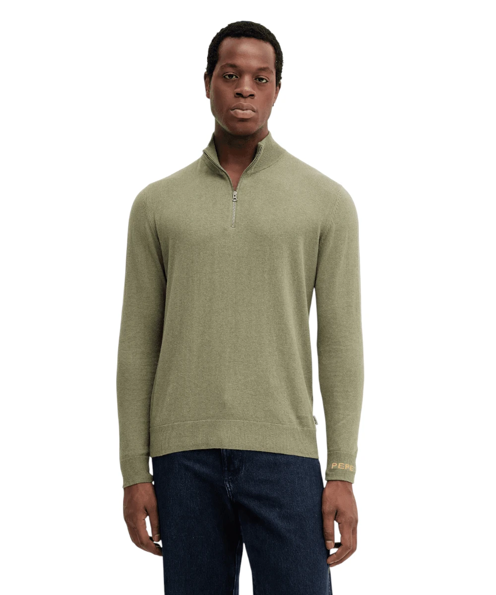 Pepe Jeans - Ανδρικό Πουλόβερ Mock Ipper Slim Fit PM7000012-679 Πράσινο