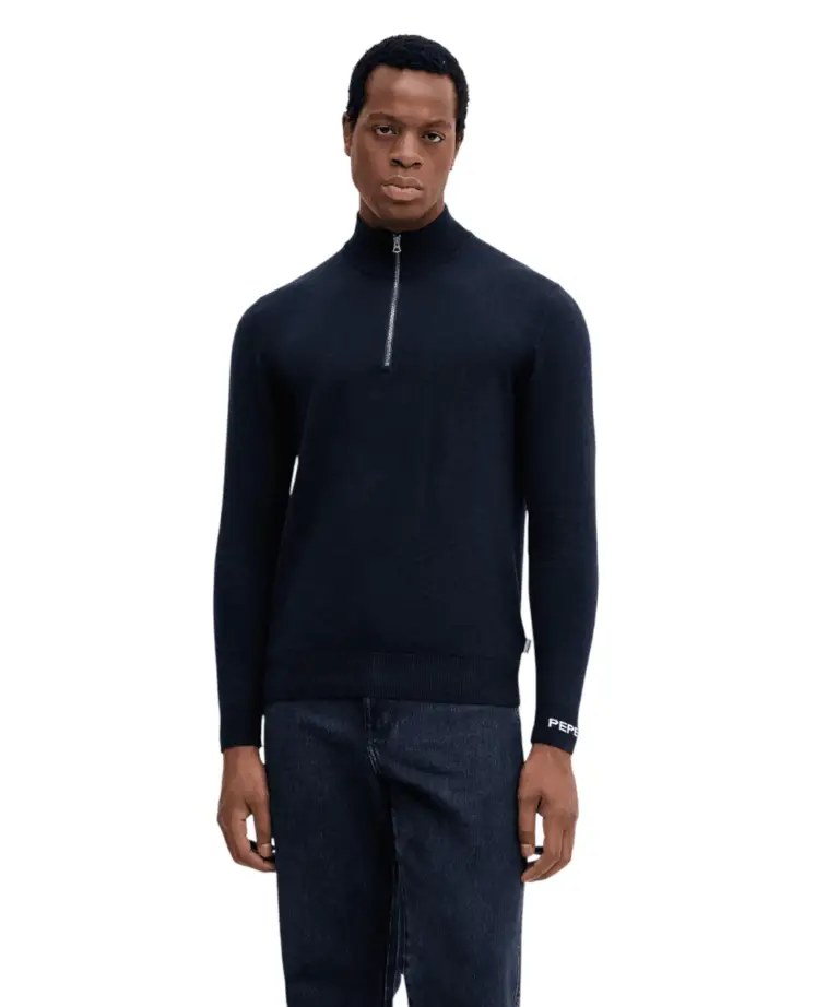 Pepe Jeans - Ανδρικό Πουλόβερ Mock Ipper Slim Fit PM7000012-594 Μπλε Σκούρο