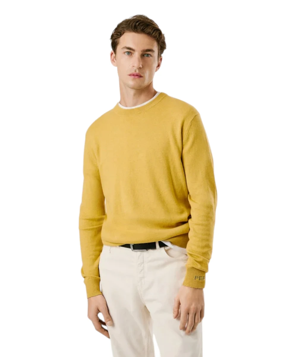 Pepe Jeans - Ανδρικό Πουλόβερ Βαμβακερό Andre Crew Neck PM7000013-088 Κίτρινο