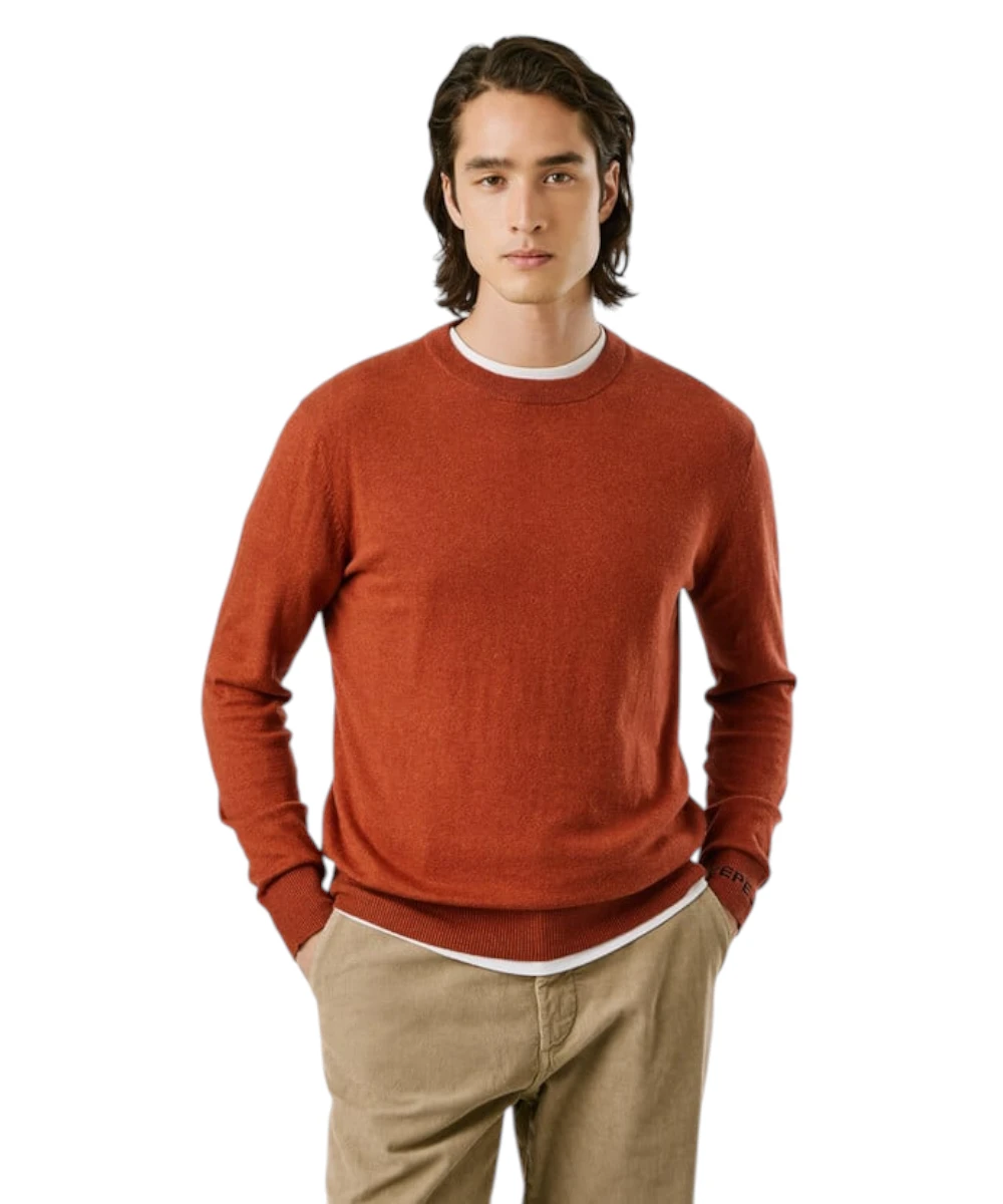 Pepe Jeans - Ανδρικό Πουλόβερ Βαμβακερό Andre Crew Neck PM7000013-262 Πορτοκαλί