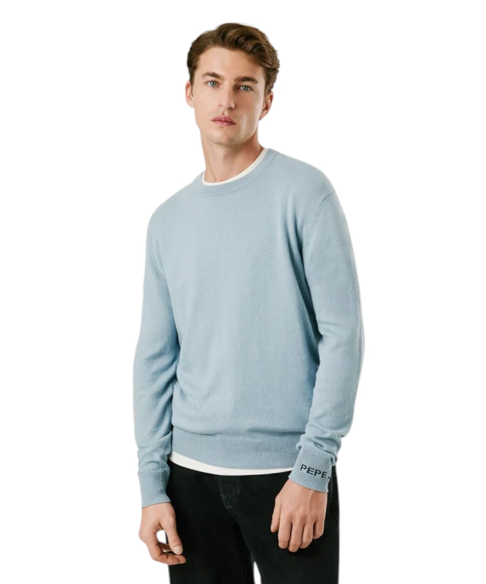Pepe Jeans - Ανδρικό Πουλόβερ Βαμβακερό Andre Crew Neck PM7000013-523 Γαλάζιο