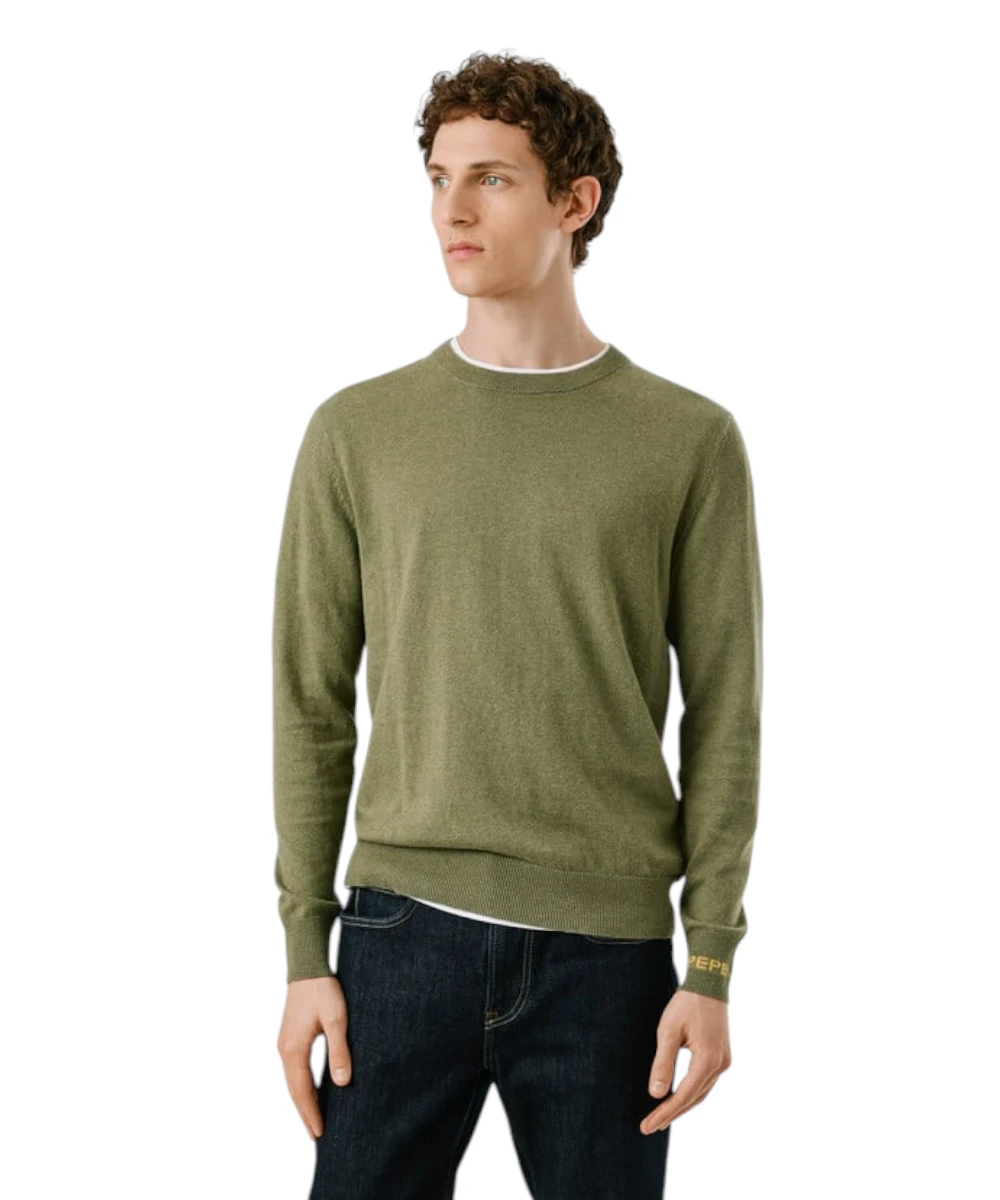 Pepe Jeans - Ανδρικό Πουλόβερ Βαμβακερό Andre Crew Neck PM7000013-679 Πράσινο