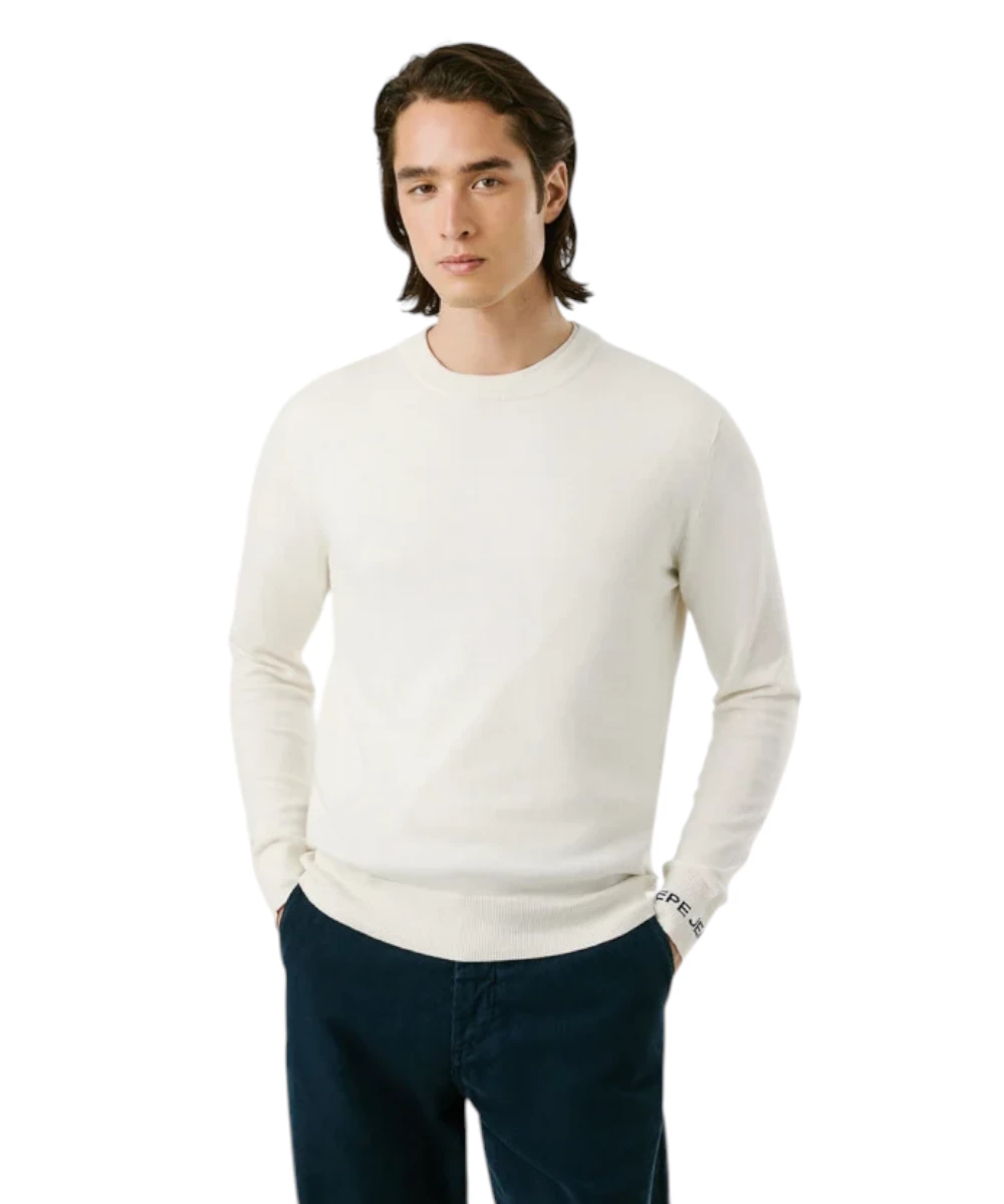 Pepe Jeans - Ανδρικό Πουλόβερ Βαμβακερό Andre Crew Neck PM7000013-804 Εκρού