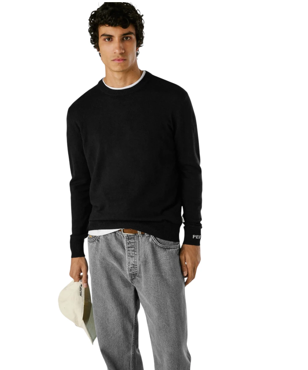 Pepe Jeans - Ανδρικό Πουλόβερ Βαμβακερό Andre Crew Neck PM7000013-999 Μαύρο