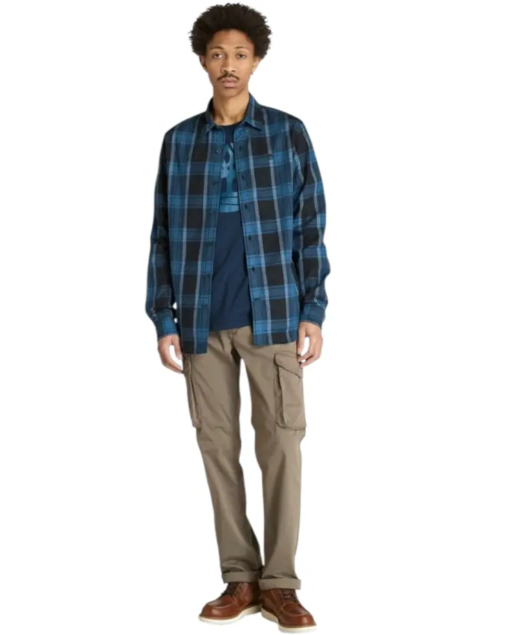 Timberland - Ανδρικό Πουκάμισο Herringbone Flannel Check Shirt TB0A42Y1-B23 Μπλε