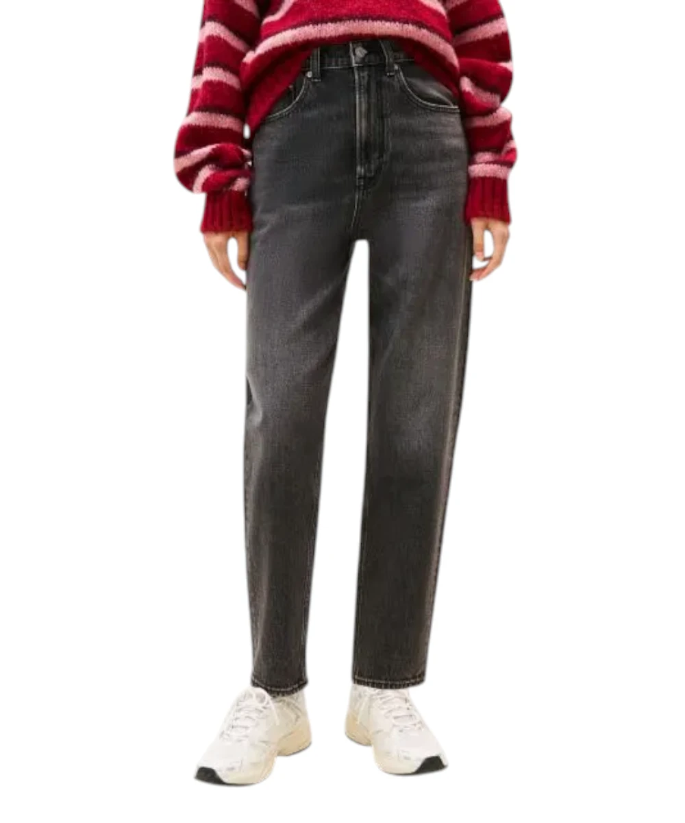 Tommy Hilfiger - Γυναικείο Jean Th Mom Tapered Fit DW0DW21812-1BZ Μαύρο