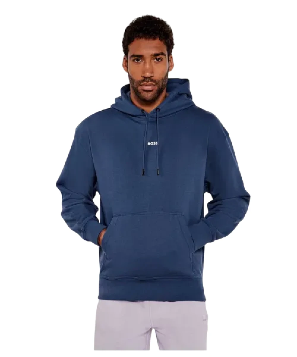 Boss - Ανδρικό Φούτερ Με Κουκούλα Wesmallhood Jersey 50514530-466 Μπλε