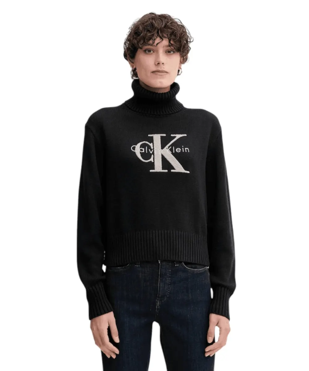 Calvin Klein Jeans - Γυναικείο Πουλόβερ Ζιβάγκο Chenille Relaxed Fit LV047D354G-UB1 Μαύρο