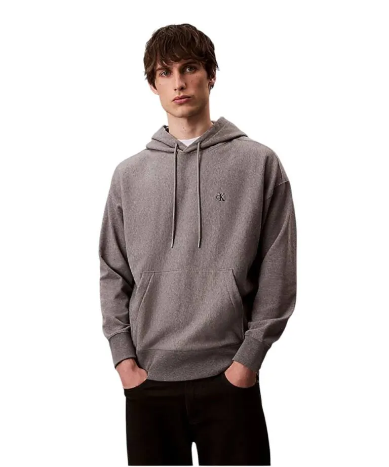 Calvin Klein - Ανδρικό Φούτερ με Κουκούλα Premium Terry Monogram LV04RC278G-P7E Γκρι
