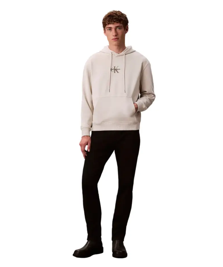Calvin Klein - Ανδρικό Φούτερ με Κουκούλα Terry Monogram LV04RD243G-67U Μπεζ