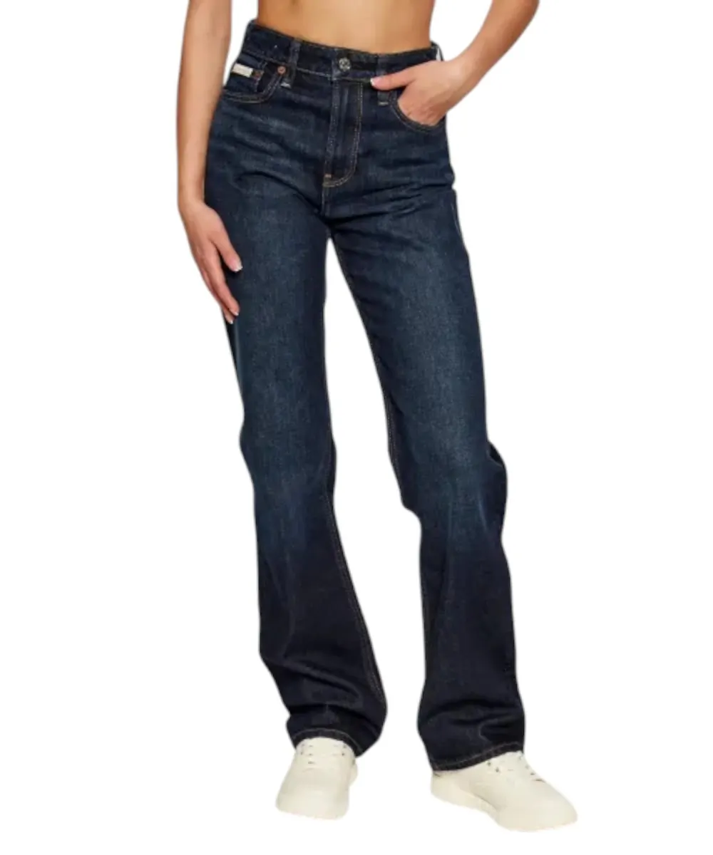 Calvin Klein - Γυναικείο Παντελόνι Jean Ck Oxbow Straight fit High Rised LV047B911G-VS2 Μπλε Σκούρο