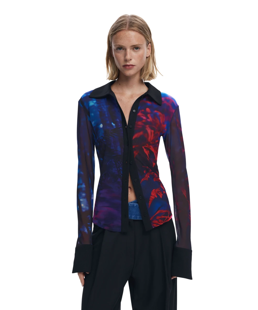 Desigual - Γυναικείο Πουκάμισο Chiffon Buttoned Regular Fit 25WWTK61-2000 Μαύρο
