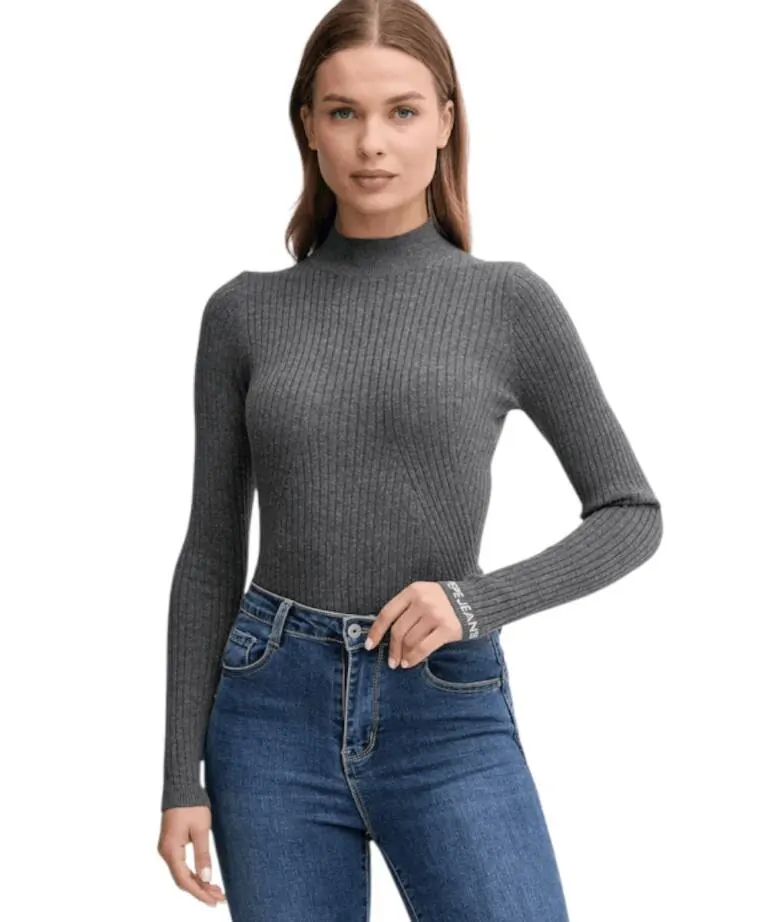 Pepe Jeans - Γυναικείο Πουλόβερ Ημιζιβάγκο Regular Fit PL7000026-963 Γκρι