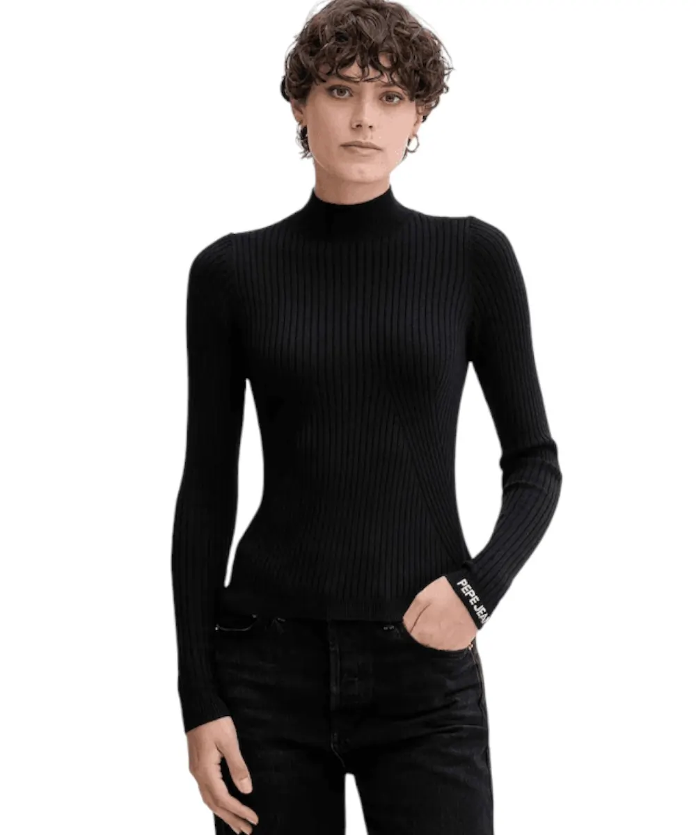 Pepe Jeans - Γυναικείο Πουλόβερ Ημιζιβάγκο Regular Fit PL7000026-999 Μαύρο